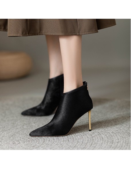 Autumn and Winter New Soft Leather Pointed Toe High Heel Women's Boots