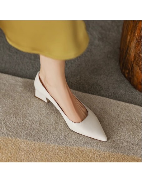 Pointed high heels female thick heeled medium heeled single shoes female shallow mouth black work shoes