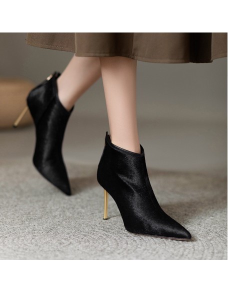 Autumn and Winter New Soft Leather Pointed Toe High Heel Women's Boots