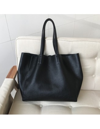 Hundreds of leather Tote bag shoulder big bag female simple fashion cowhide oversized capacity women's bag