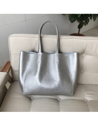 Hundreds of leather Tote bag shoulder big bag female simple fashion cowhide oversized capacity women's bag