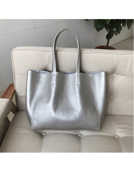 Hundreds of leather Tote bag shoulder big bag female simple fashion cowhide oversized capacity women's bag